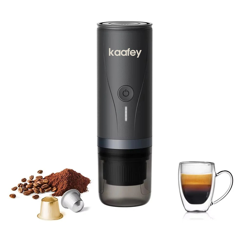 KAAFEY zwarte koffiemachine met espresso, gemalen koffie en capsules