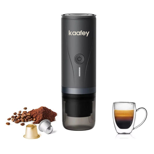 Svart KAAFEY kaffemaskin med espresso, malet kaffe och kapslar